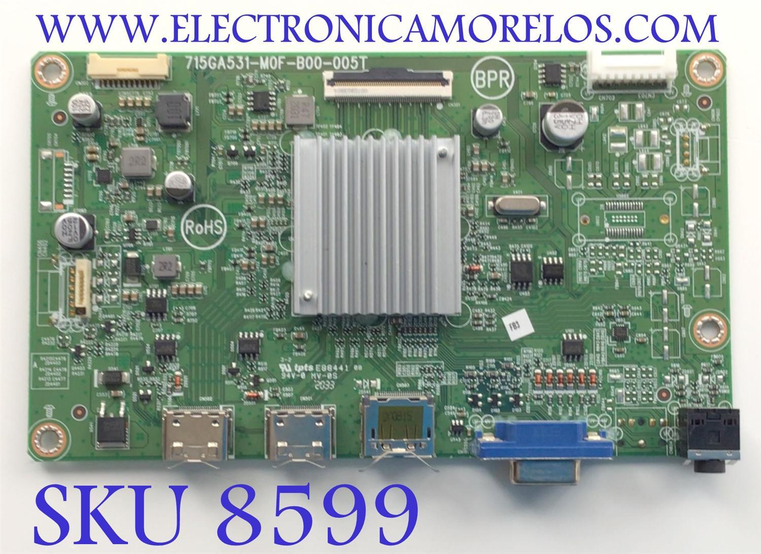 MAIN PARA MONITOR CURVO AOC / NUMERO DE PARTE GQKCB0AZ001 / 715GA531-M0F-B00-005T / 5030125M1077 / MODELO C27G2